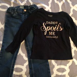 EUC Girls 5T Children’s Place Jeans and Long Sleeve Shirt